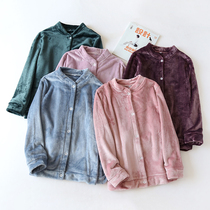 Pajamas women autumn and winter coral fleece single piece top thickened plus fleece warm flannel home jacket cardigan can be worn outside