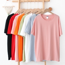 Pajamas women summer cotton thin round neck short sleeves T-shirt mens cotton plus size loose couple loungewear can be worn outside