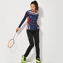 Peggy cool autumn and winter New long sleeve badminton suit women suit Korean T-shirt trousers tennis table tennis match suit