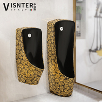 Black household floor urinal Mens wall-mounted urinal urinal one-piece automatic induction wall-mounted urinal
