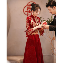 Chinese cheongsam improved toast 2021 new wedding engagement evening dress dignified retro autumn long atmosphere