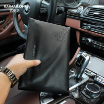 Kermacron Hands With Bag Men Genuine Leather Mens Handbag Mens Bag Large Capacity Soft Leather Casual Envelope Covered Bull Leather Hand Grip Bag