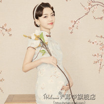 2021 exhibition New pregnant women photo shoot photo studio ink painting painting Chinese style art photo cheongsam costume