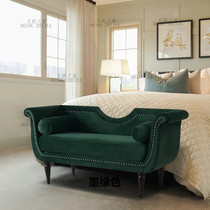 American light luxury velvet bed stool Nordic bedroom small sofa designer door shoe change stool household dressing stool