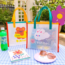 Girl heart jelly bag ins cute cartoon transparent swimming bag Waterproof beach bag Female travel portable wash bag