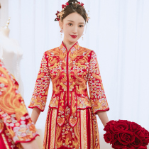 High-end Xiuhe clothing 2021 New Dragon and Phoenix coat bride Chinese wedding dress wedding dress atmospheric thin Xiuhe female