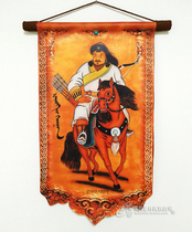 Genghis Khan horse riding color printing leather painting Inner Mongolia crafts tourist souvenir gift grassland decoration painting hanging painting