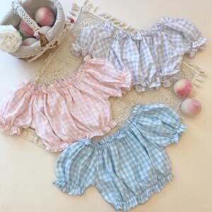 【KukuRita】 # Lattice cool in Summer # Lattice Small bandeau lolita take *In stock * bhiner lolita fashion