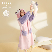 Lemachi LIHEART joint (hugging suede) pyjamas female winter cute butterfly goat pyjamas girls home clothes