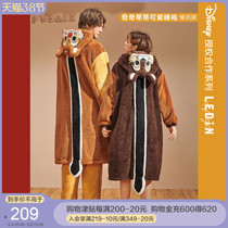 Rakucho Chichititi couple nightgown women autumn and winter long pajamas coral fleece thick mens outing housewear