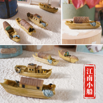 Creative Mini Resin Ship Model Fish Tank Rigging Decoration Bonsai Small Pendulum Pieces Multimeat Jiangnan Microscape