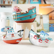 Pirate ship model resin boat ornaments marine theme decoration cartoon Mediterranean crafts boat scenic ship model