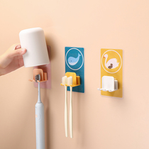 Perforated Toothbrush Shelve Shelve Wall Style Toiletry Brushing Cup Suit Wall-mounted Bathroom Tooth containing rack hanging rack