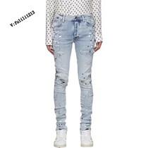 Boomer Amiri men washed up to make old knee knives cut holes patches to fix body elastic little footed jeans