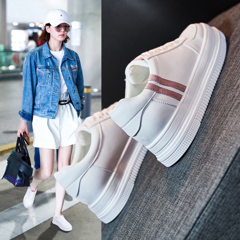 New Small White Shoes for Women in 2019 Increase in Summer Air Permeability of Korean Chaozhou Students'White Shoes and Thick Bottom Shoes