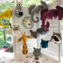 ins Nordic style handmade wool felt animal head Wall childrens room three-dimensional wall decoration wall decoration photo props