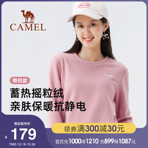 Camel outdoor fleece jacket for men and women double-layer plus velvet warm fleece couple fashion long sleeve T-shirt