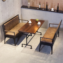 loft Industrial style retro deck sofa iron solid wood cafe casual bar dining theme restaurant table and chair