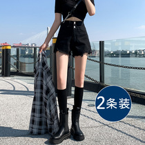 Denim shorts womens high waist 2021 new summer Korean version thin loose wild wide leg a word hot pants tide ins