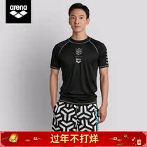 arena arena men's sunscreen swimsuit short sleeve high elastic comfortable warm diving surfing swimsuit top