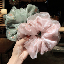 South Korea super cute plain flower multi-layer mesh coliform Hairband Super Xiansen high ponytail hair rope