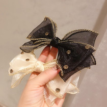 2020 new lace mesh with drill top clip bow hairpin metal coil top clip female spring clip Korea