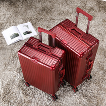 Suitcase Trolley box Female bride wedding dowry box Red suitcase Wedding dowry code box Boarding suitcase