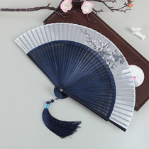 Middle China Wind Gift Ayao silk portable personal fan dance fan performance fan Summer ink folding fan ancient wind hollowed-out male and female
