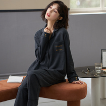 Pajamas female 2021 new spring and autumn winter long sleeve simple crescent cotton home clothes can be worn out explosive suit