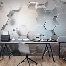 Geometric graphics technology company front desk integrated wall panel background gusset 3D three-dimensional metal concave and convex live wallboard
