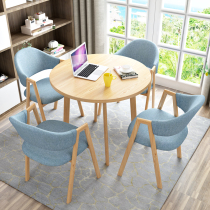 Simple reception negotiation table and chair combination One table four chairs Sales office Milk tea shop Office Leisure small round table dining table