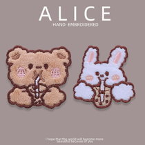 Plush bear embroidery stickers clothes Longxiang bag scarf hat patch patch hand account DIY fashion versatile decorative stickers