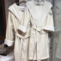 W Hotel couple luxury hooded lace-up microfiber long Robe Robe high street plus velvet warm coat