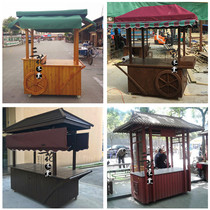 Anti-corrosion Wood car mobile sales car scenic spot antique snack car gourmet food car shopping street stalls trolley