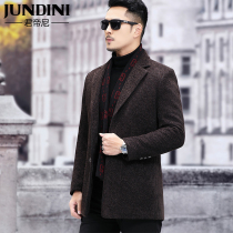 Middle-aged wool coat mens long suit father autumn and winter clothes windbreaker mens winter thick suit jacket