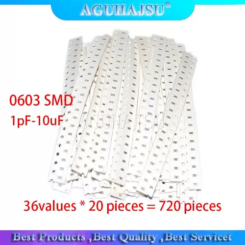 36values20pcs720pcs 0603 SMD -конденсатор Assorted Kit 1pf10