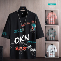 Mens pure cotton printed t-shirt short sleeve blouses blouses American vintage T-shirts on the bottom-shirt-on-the-clothes harbor wind leisure
