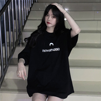 Cotton short sleeve T-shirt female Korean version of loose spring and summer New ins Chaogang flavor girl black funeral half sleeve clothes