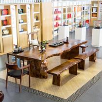 Custom Solid Wood Tea Table And Chairs Combination Brief Modern Chinese Tea Table Office Large Plate Tea Table Whole Board