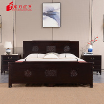 Oriental Red Wood Zen new Chinese style Fashion White Flowers Cliff Bean Wood 159 Type Red Wood Bed Three Sets