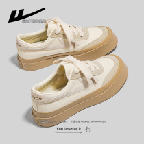 Back Force Women Shoes Spring Style Shoes Cloth Shoes Women 2022 Spring New Thick Bottom 100 Hitch Big Heads Small White Shoes Sports Board Shoes