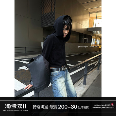 taobao agent Short brace, autumn bra top, black hoody