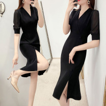 Even dress with slim and high end temperament 2022 New summer workout Hip Fish Tail Nepotism Evening Dress Dinner temperament