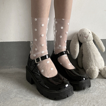  Night learning room white polka dot jk Japanese cute thin socks female long fairy cute stockings middle tube ins