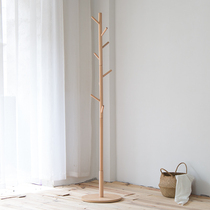 Nordic solid wood hanger simple floor-standing wooden coat rack single pole bedroom household clothes rack rack rack