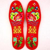 Insoles cross stitch cotton hand embroidered couples Big Red men and women Universal new self embroidered insole embroidery