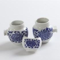 Thrush porcelain bowl bird food Cup a thrush bird food bowl with insect Cup feeder blue and white porcelain bowl for thrush