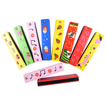 Childrens wooden painting can play harmonica wooden parent-child New peculiar educational early childhood toys wooden 16-hole harmonica