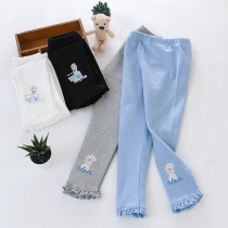 Girl Pure Cotton Elastic Outside Wearing Underpants 22 Spring Autumn New Children Girl Baby Cartoon Princess Foreign Air Pants