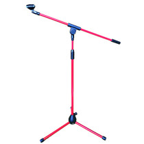 Metal Dazzling Stage Three Feet Landing Lift With Crossbar Microphone Bracket Red White Wireless Microphone Shelf